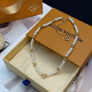 Louis Vuitton Gold and White Necklace
